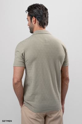 تیشرت یقه نیم زیپ ژاکارد