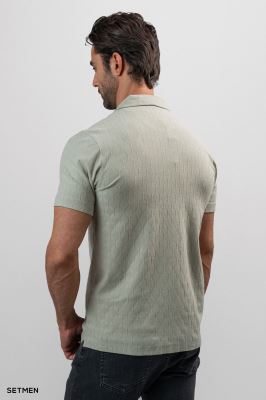 تیشرت یقه نیم زیپ ژاکارد