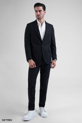 کت تک مردانه نیم آستر لینن سافاری