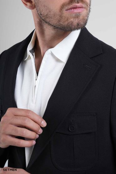 کت تک مردانه نیم آستر لینن سافاری