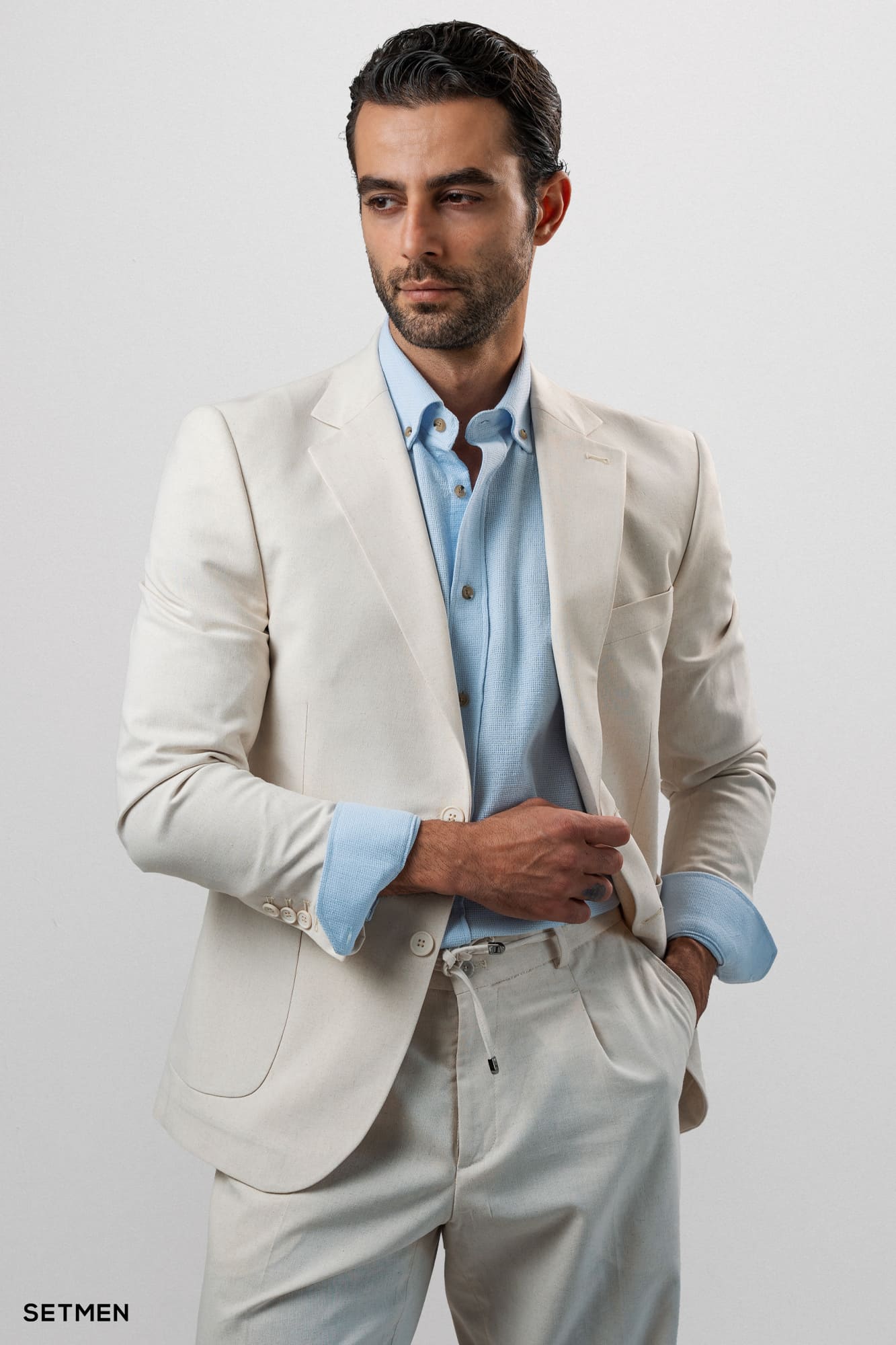 کت تک مردانه نیم آستر جیب پاکتی