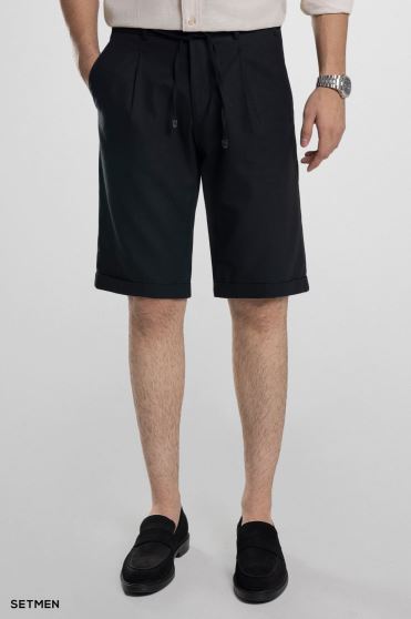 شلوارک لینن پیل دار کمر کش