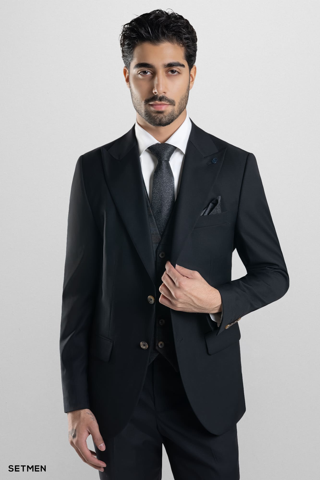 کت و شلوار مردانه سه تکه یقه بلیزر ژیله دورو