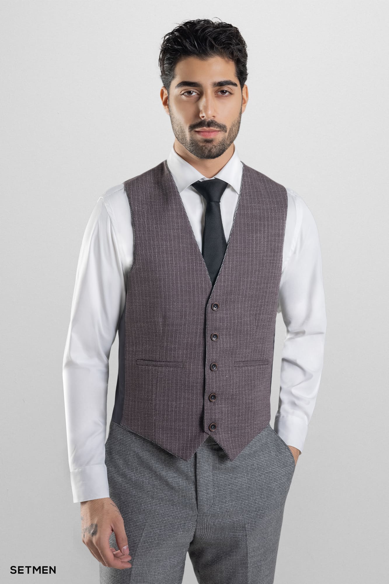 کت و شلوار مردانه سه تکه یقه بلیزر ژیله دورو