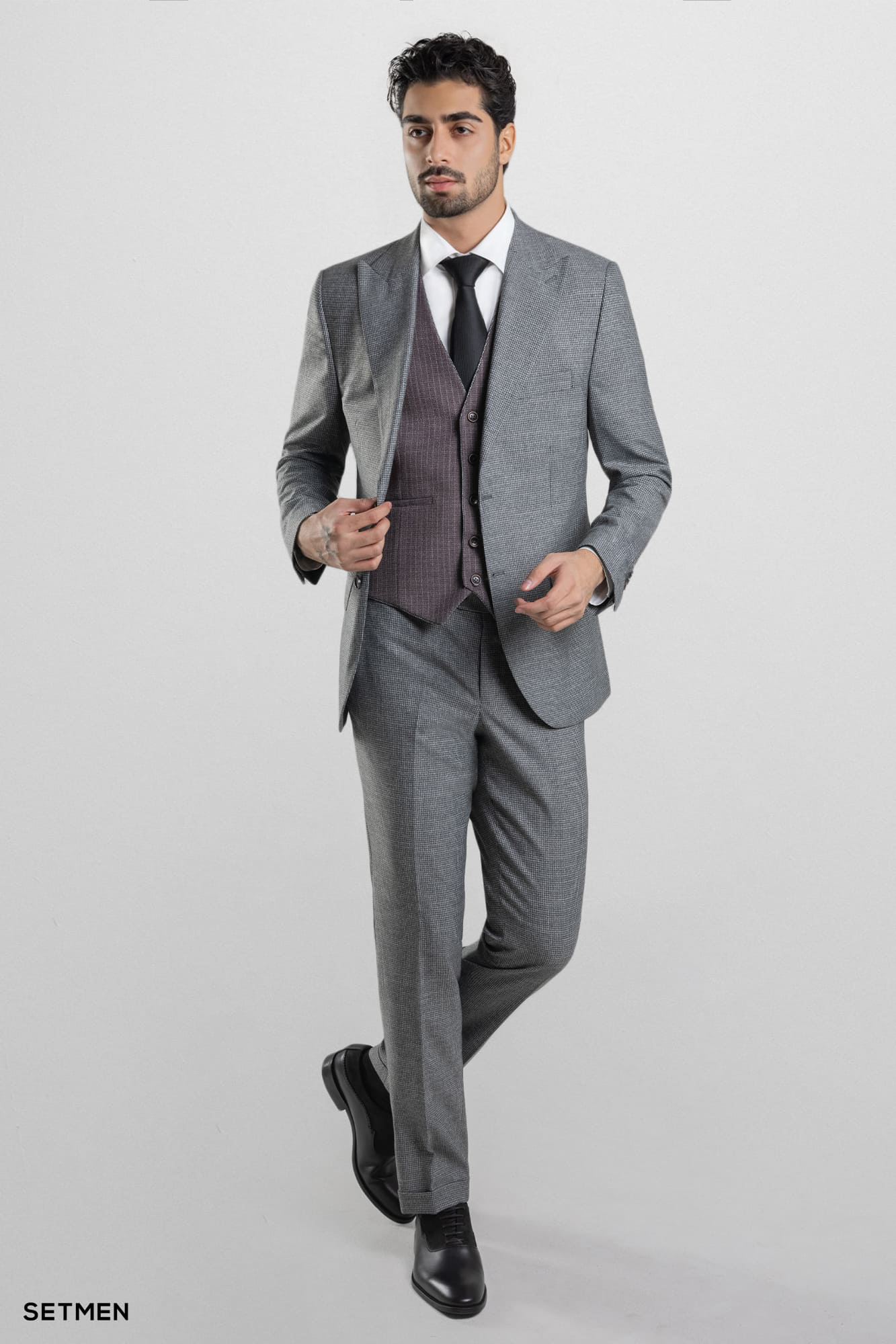 کت و شلوار مردانه سه تکه یقه بلیزر ژیله دورو