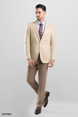 کت تک مردانه یقه انگلیسی نیم آستر دو دکمه