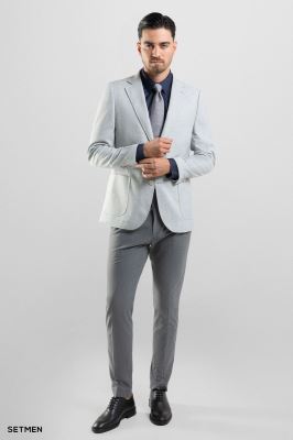 کت تک مردانه یقه انگلیسی نیم آستر دو دکمه