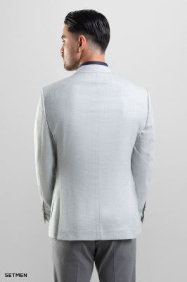 کت تک مردانه یقه انگلیسی نیم آستر دو دکمه