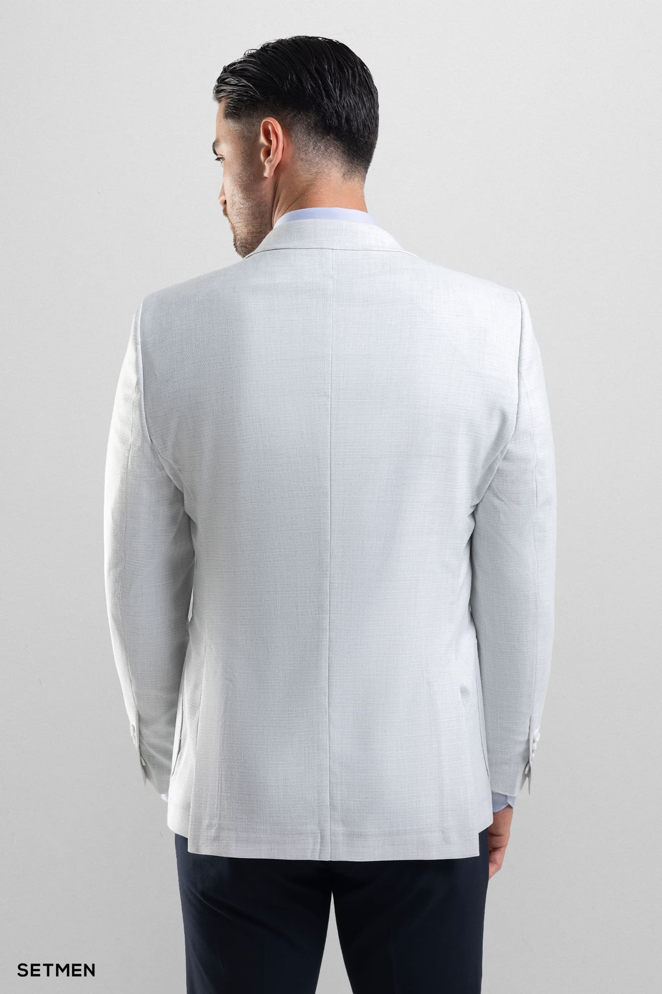 کت تک مردانه یقه انگلیسی نیم آستر دو دکمه