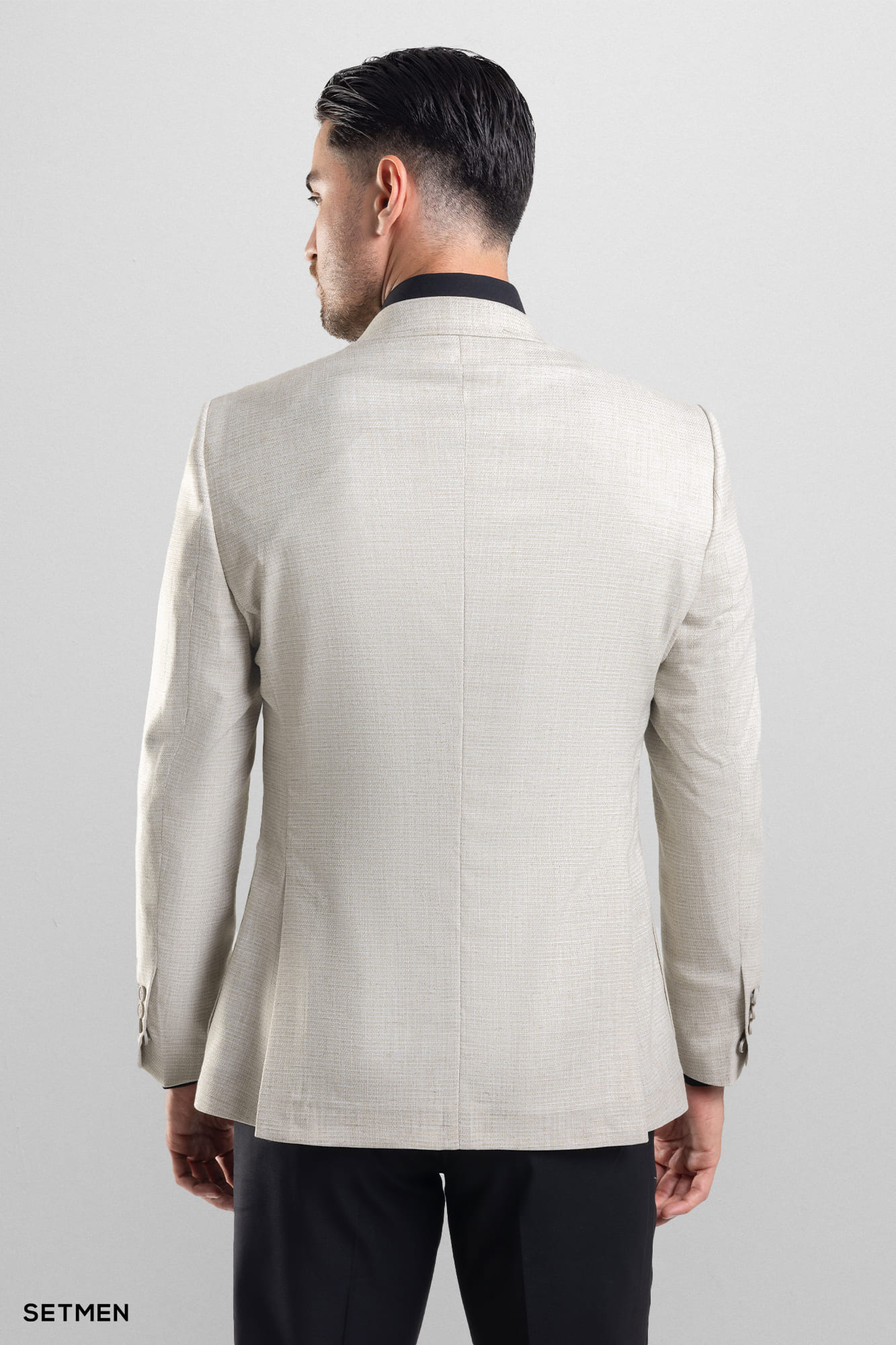 کت تک مردانه یقه انگلیسی نیم آستر دو دکمه