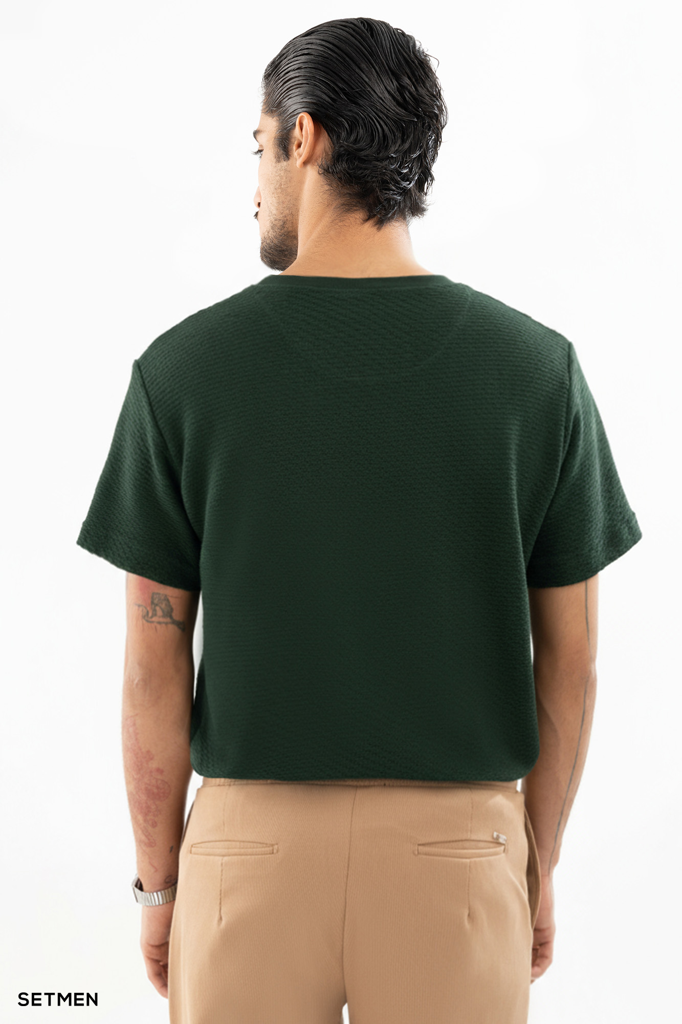 تیشرت مردانه ژاکارد یقه گرد