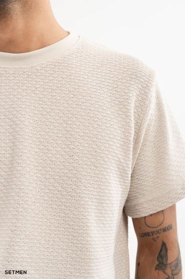 تیشرت مردانه ژاکارد یقه گرد