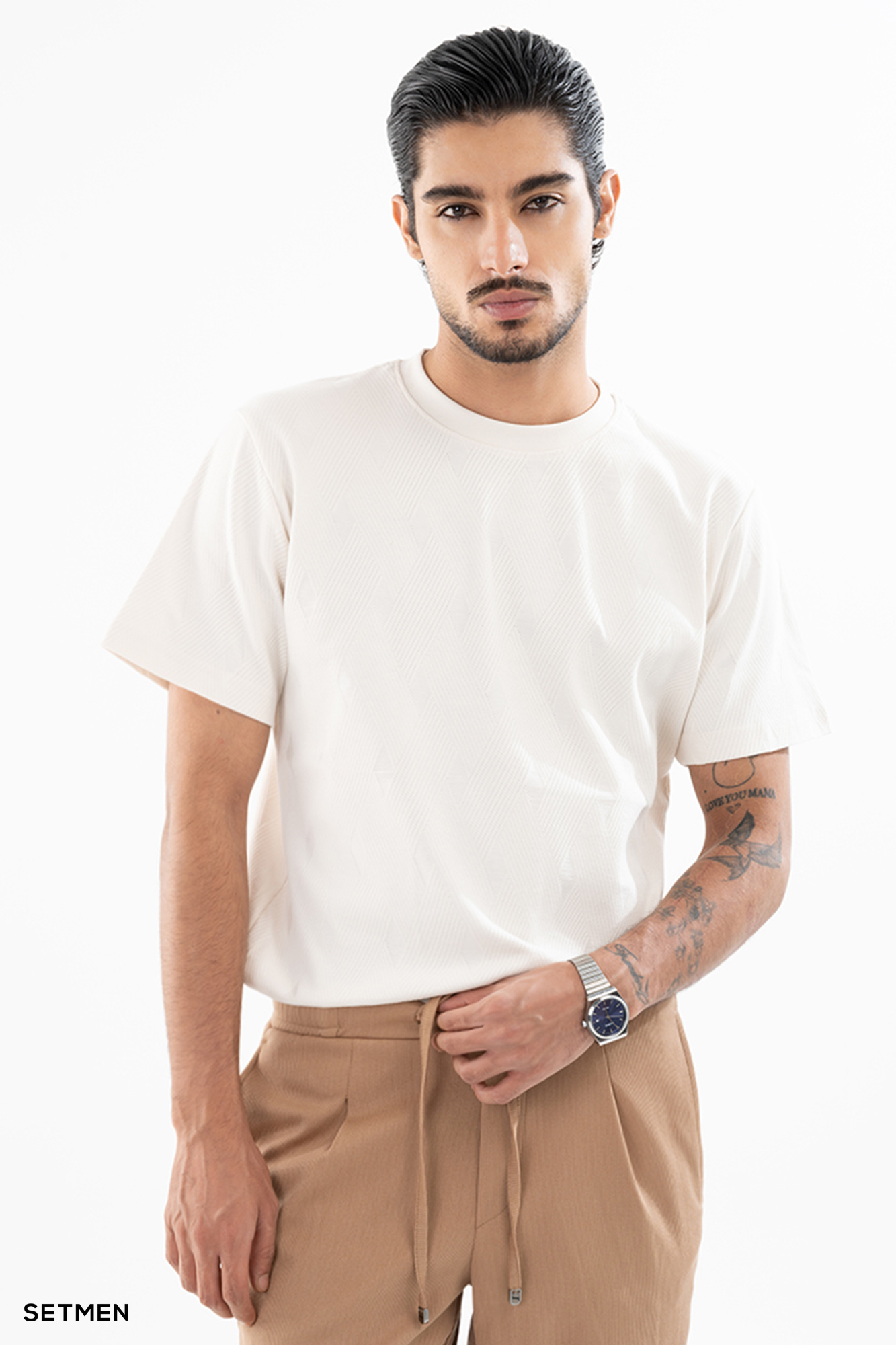 تیشرت مردانه ژاکارد یقه گرد