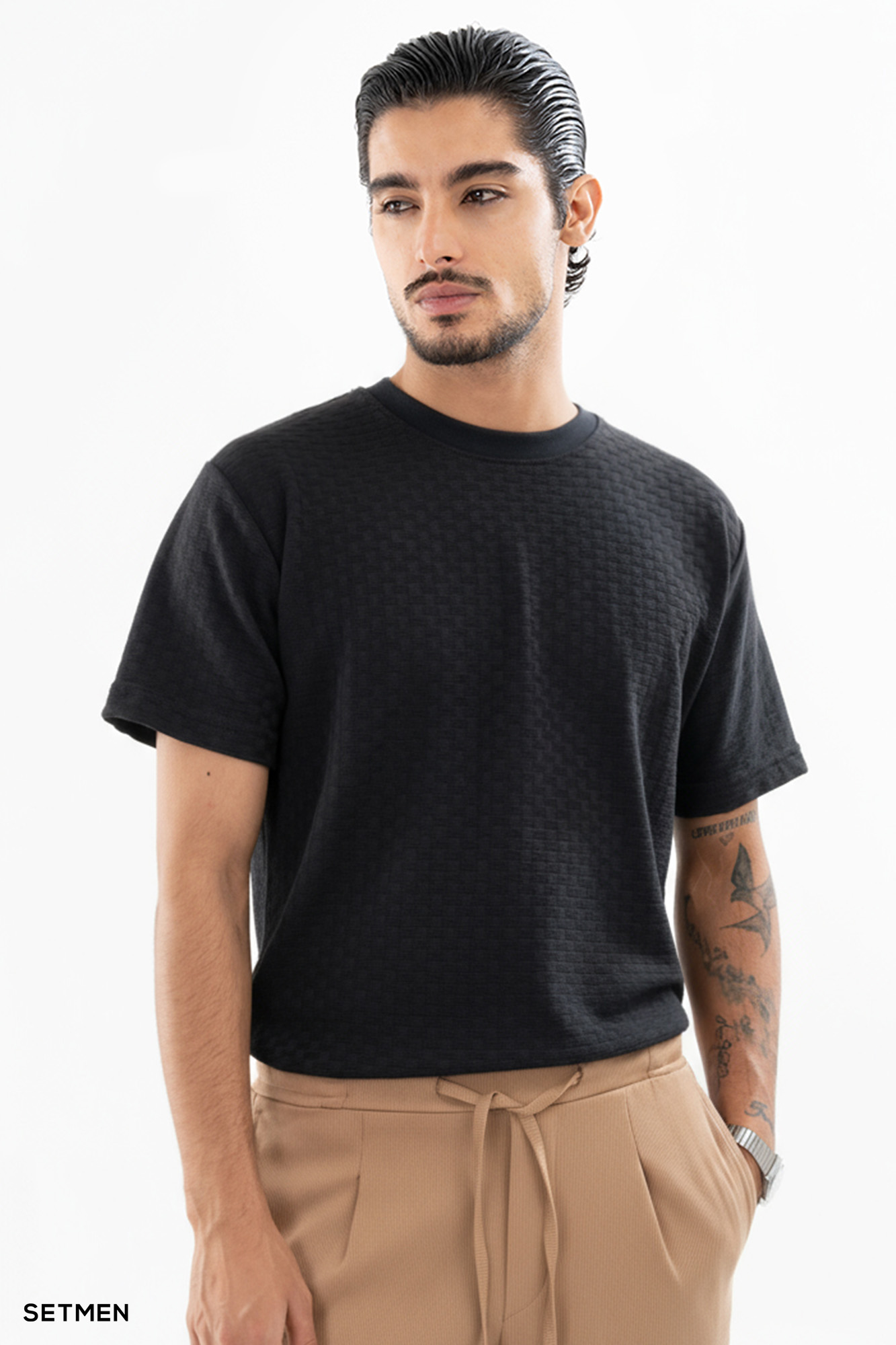 تیشرت مردانه ژاکارد یقه گرد