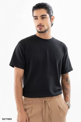 تیشرت مردانه ژاکارد یقه گرد