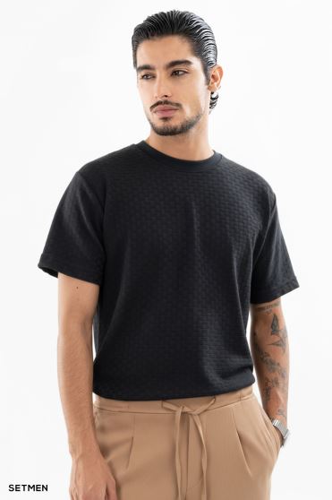 تیشرت مردانه ژاکارد یقه گرد