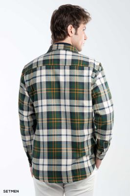 پیراهن مردانه چهارخانه زیپ دار