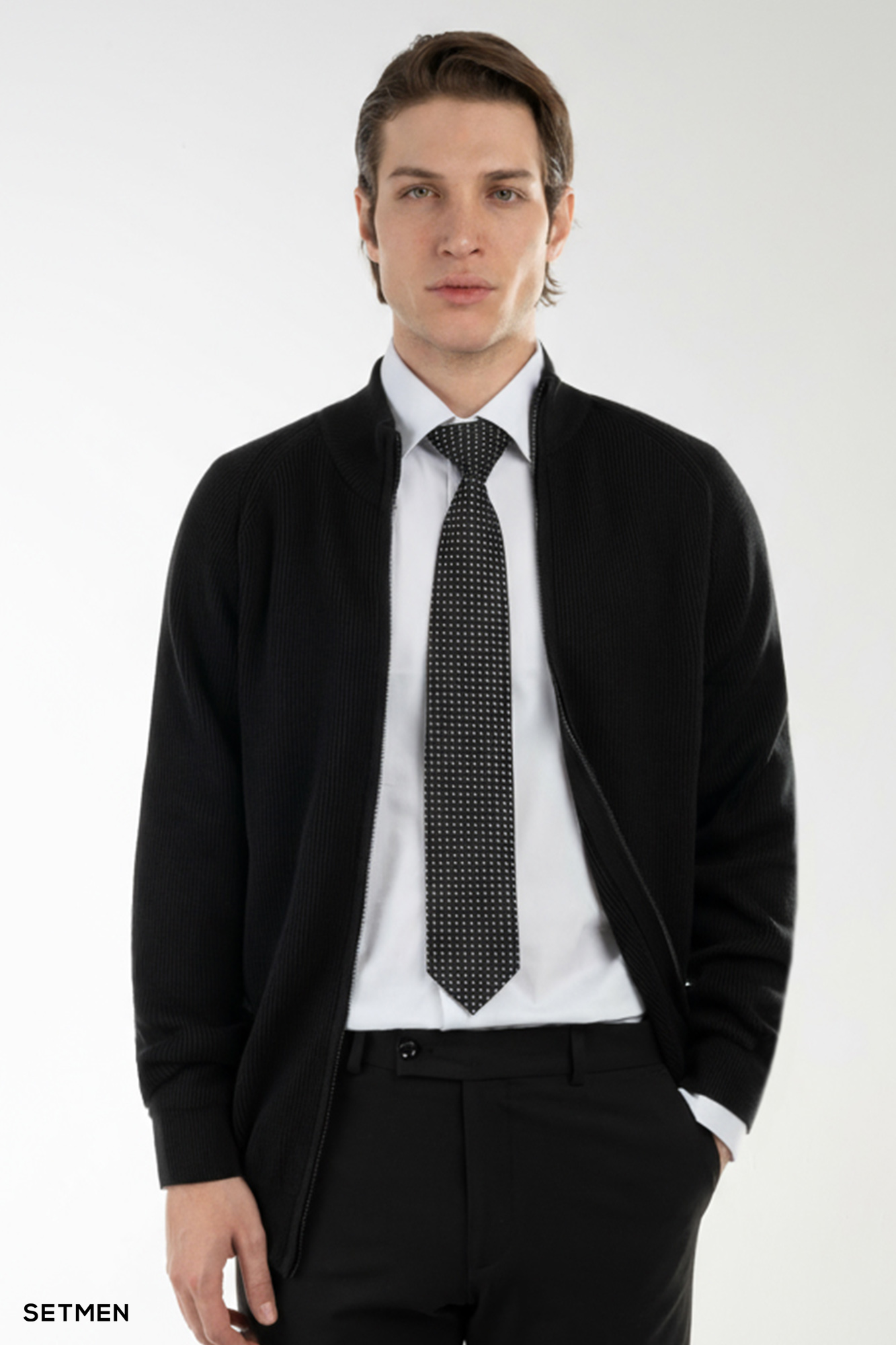 بافت مردانه آستین رگلان تمام زیپ