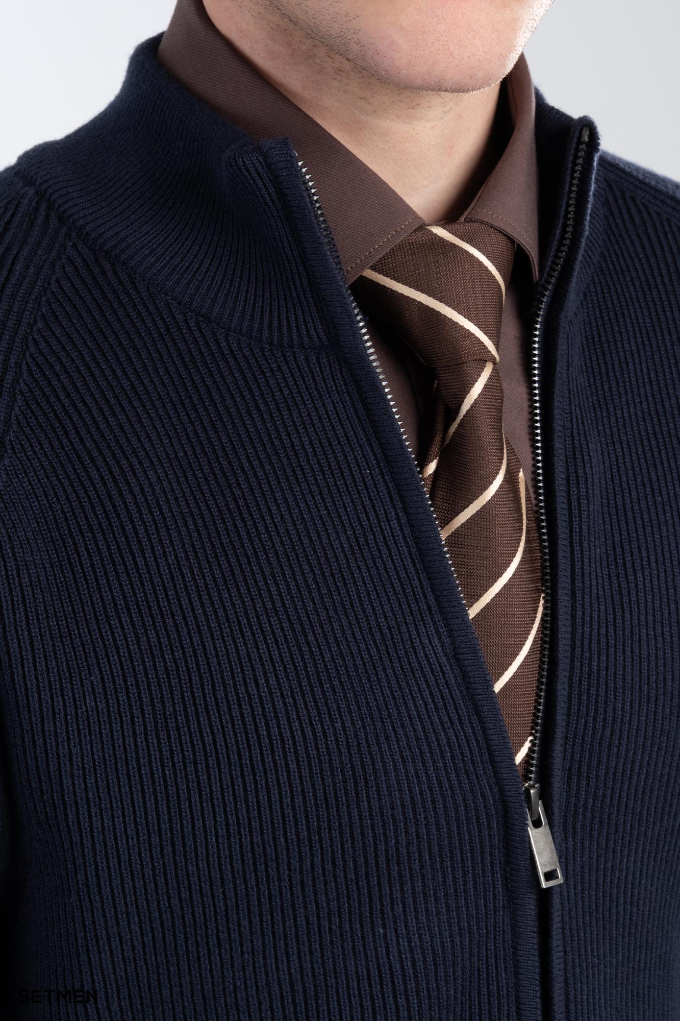 بافت مردانه آستین رگلان تمام زیپ