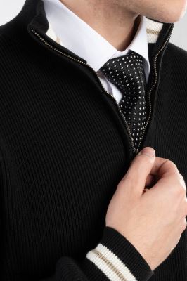 بافت مردانه نیم زیپ یقه ایستاده کلاسیک