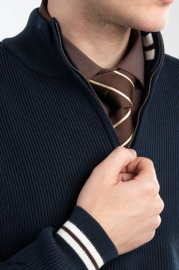 بافت مردانه نیم زیپ یقه ایستاده کلاسیک