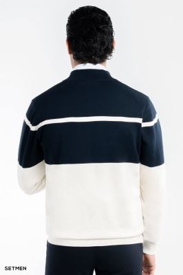 بافت مردانه نیم زیپ یقه ایستاده کلاسیک