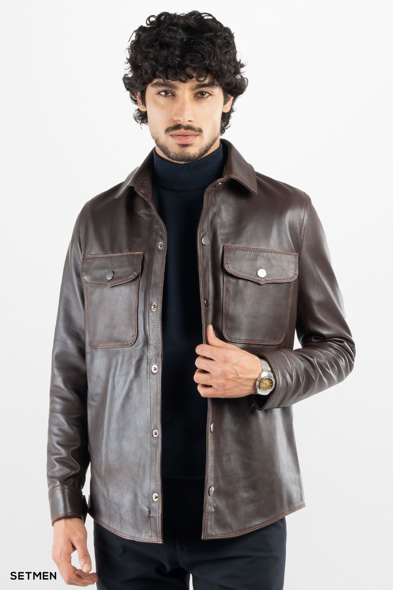 کاپشن مردانه چرم طبیعی