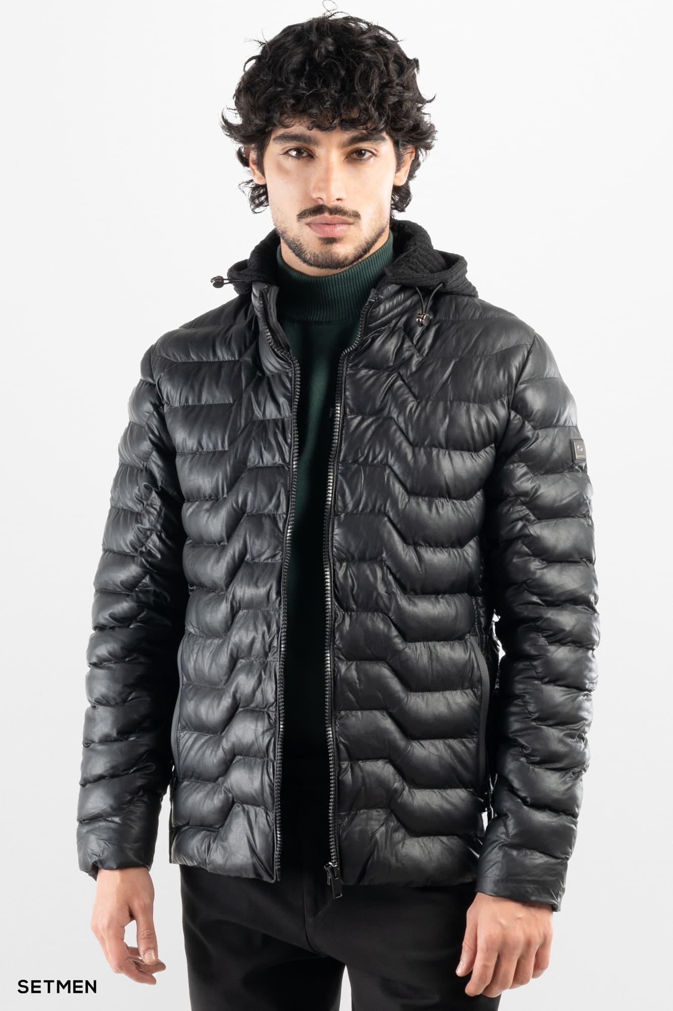 کاپشن مردانه چرم مصنوعی پفی